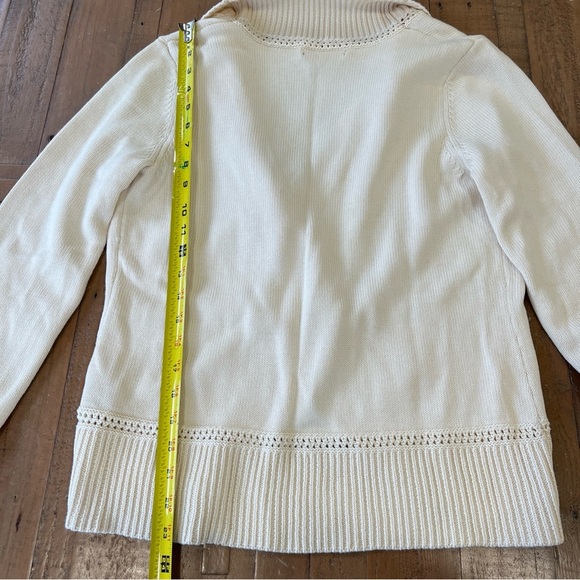 Lauren Ralph Lauren Cream Cowl Neck Metal Button Front Cardigan Sweater Medium - Picture 6 of 8